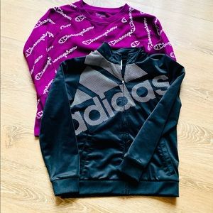 Pair of Girls Long Sleeve Athletic Tops XL